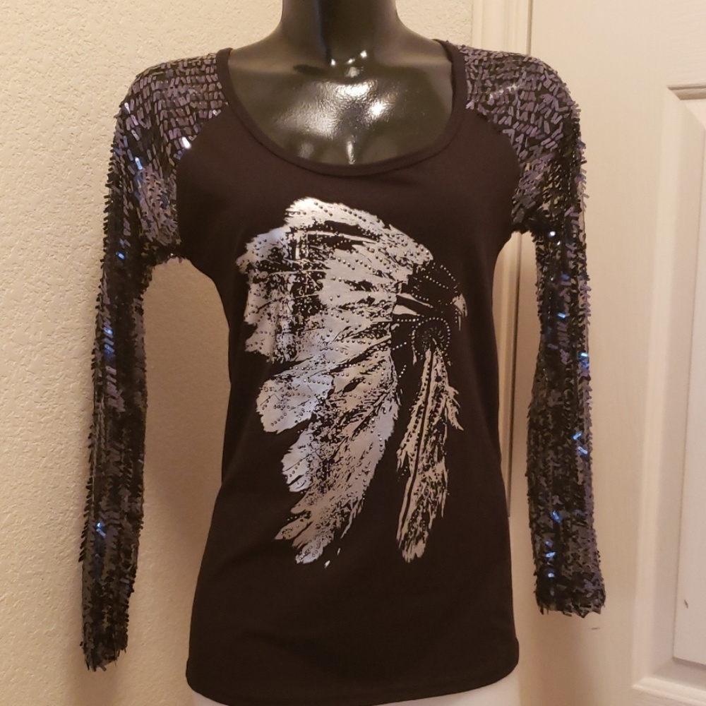 Rock & Roll Cowgirl Indian Head  Blouse